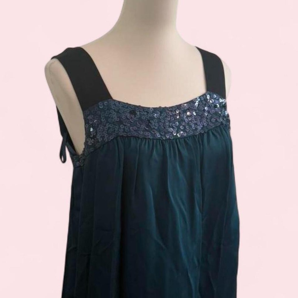 Y2K DKNY Teal Sequin Bodice Tank Dress — Size M/10